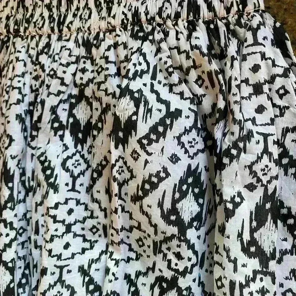 Sur‎ La Vague Womens Black White Egyptian Print Elastic Waist Celeste Mini Skirt - Picture 9 of 16